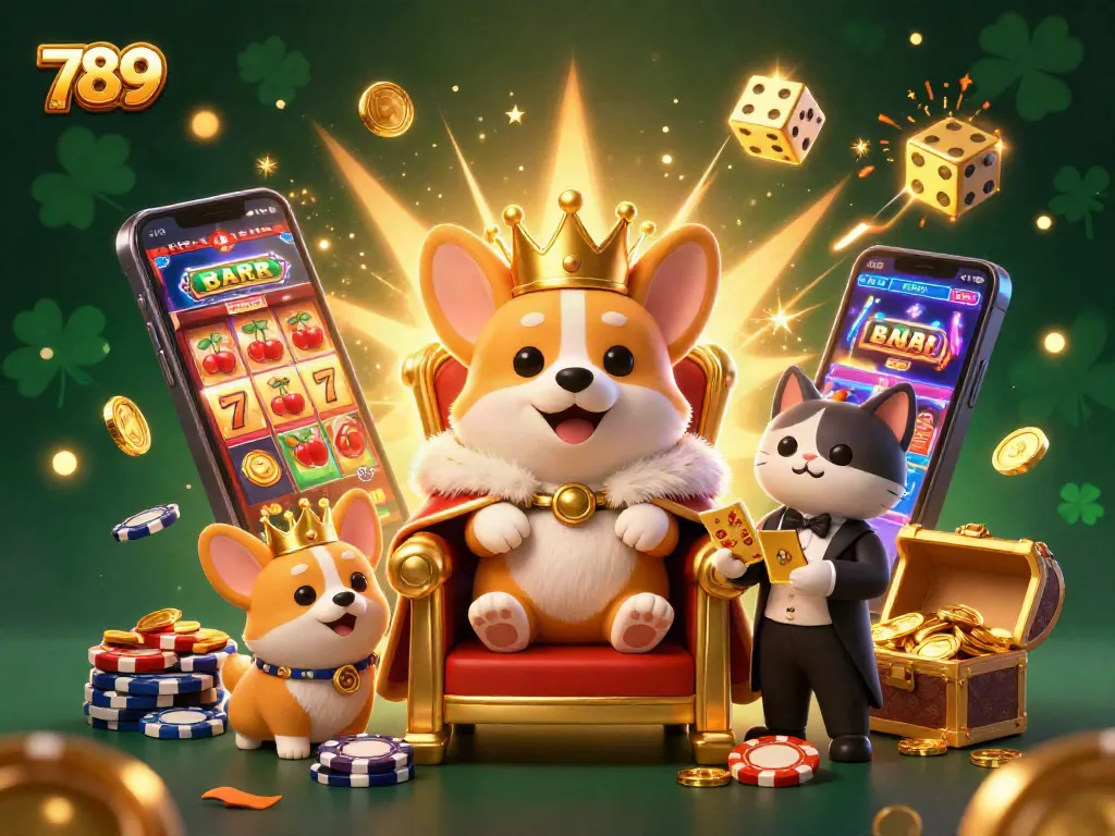 Enjoy exhilarating wins at 789CLUB with an enchanting 3D casino illustration full of vibrant game elements.