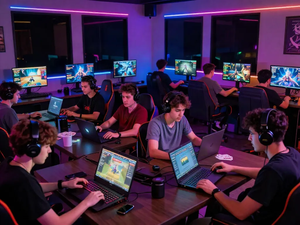 Players enjoying hitclub games in a vibrant gaming lounge.