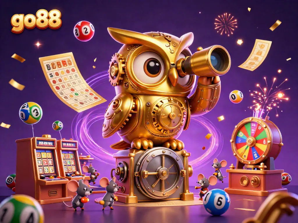 go88 displays an engaging casino scene with a golden owl and colorful game elements.