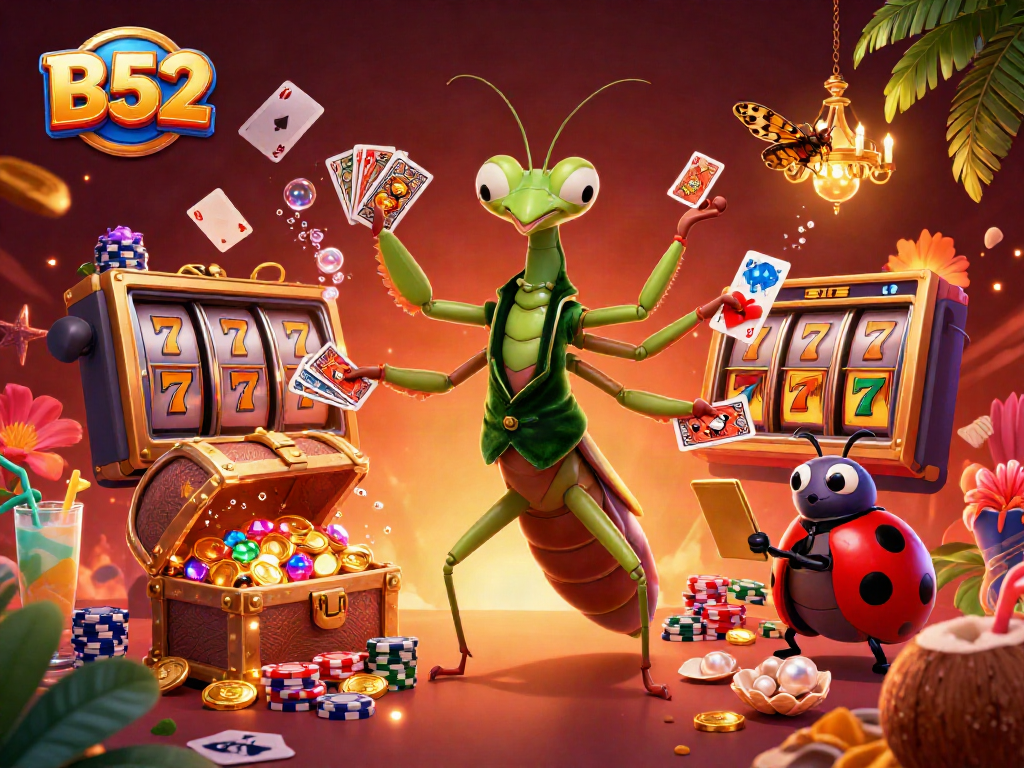 B52 engages players with an exciting slot experience featuring vibrant characters and rich casino elements.