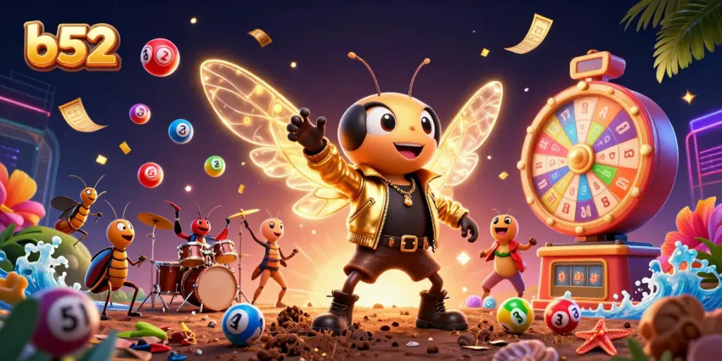 Experience thrilling b52 casino fun with a vibrant scene of rock star characters and games elements