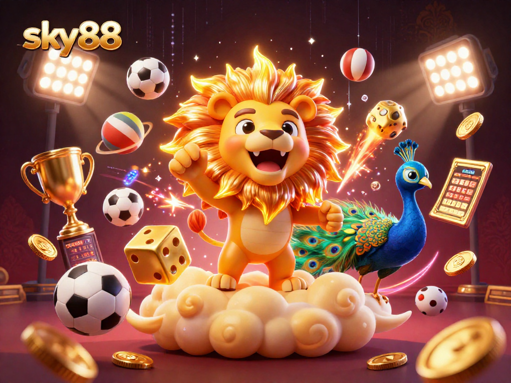 Sky88 spins luck in vibrant casino scene filled with dynamic sports betting elements.