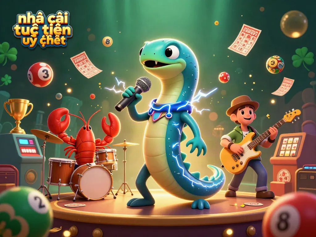 Experience the excitement at nhà cái trực tuyến uy tín with vibrant elements and 3D characters in a dynamic casino scene.