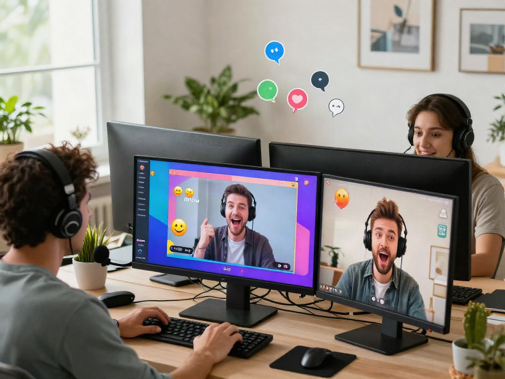 Users enjoying vibrant nsfw chat on interactive digital platform with enthusiastic expressions and lively backgrounds.