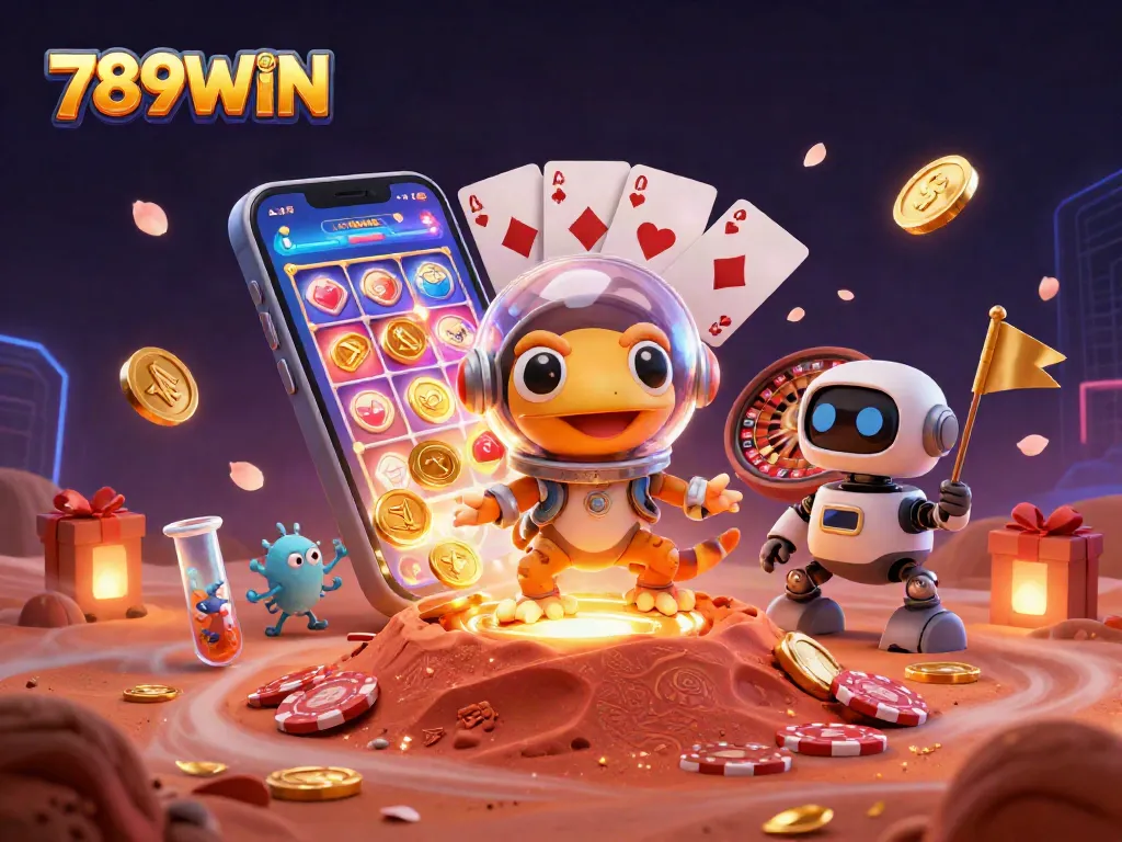 Experience winning at 789WIN with vibrant casino games in a thrilling Martian landscape.