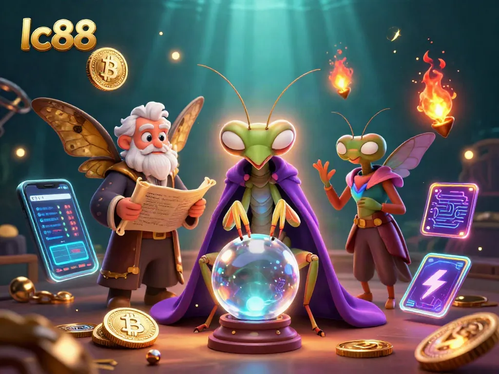 Play dynamic casino games at lc88 with vibrant digital characters and glowing cryptocurrencies.