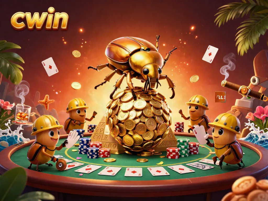 Experience excitement with cwin's unique golden beetle casino adventure illustration.
