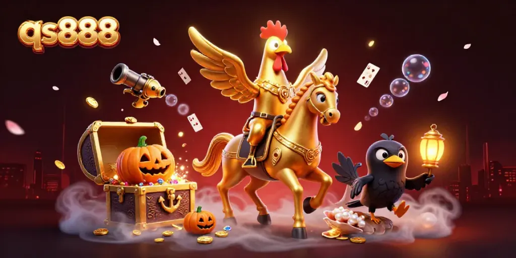 Engage in thrilling gameplay at qs888 with vibrant casino elements and dynamic characters in a fantasy-themed 3D scene.