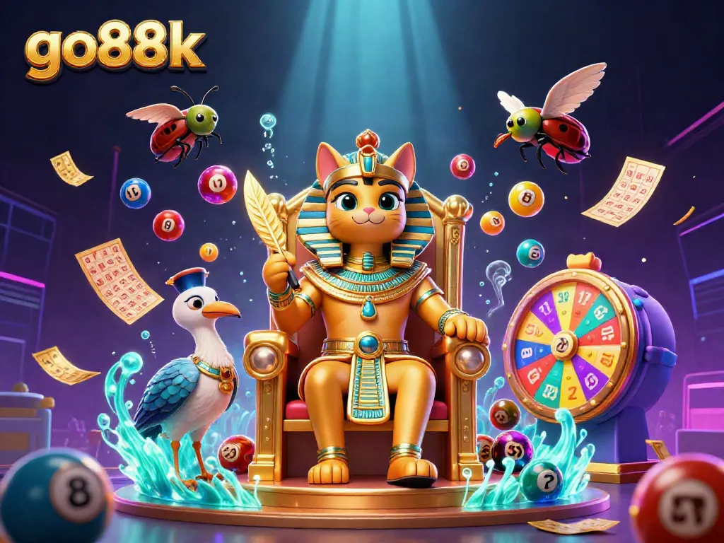 Engage with go88k's vibrant lottery experience featuring colorful elements and interactive game imagery.