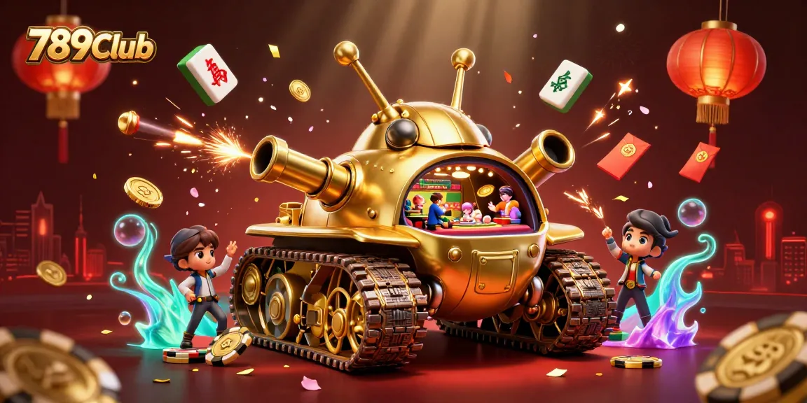 Experience the thrill of 789Club, where a whimsical golden beetle tank reveals a bustling miniature casino!