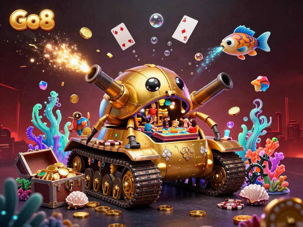 Experience the excitement of Go8 in a vibrant casino-themed underwater realm filled with treasures and interactive games.