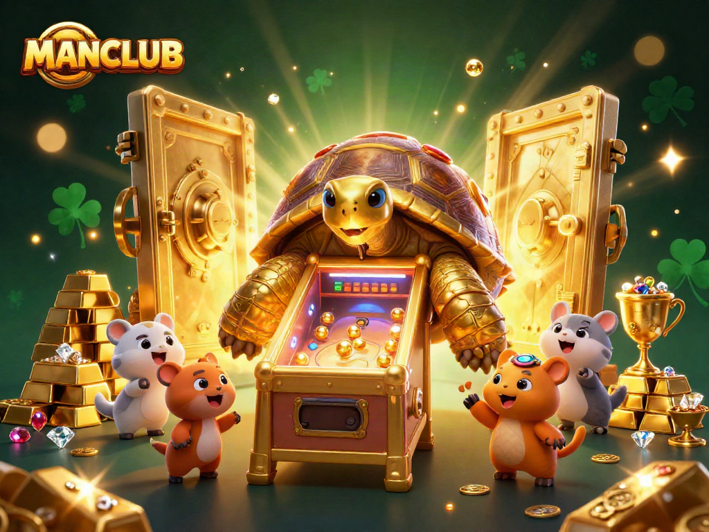 Experience thrilling games at MANCLUB with animated characters and vibrant casino elements.