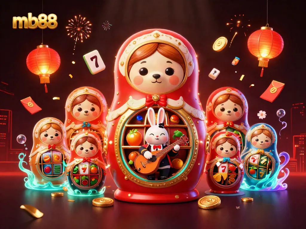 Enjoy the vibrant and colorful world of mb88 with festive casino elements and engaging characters.