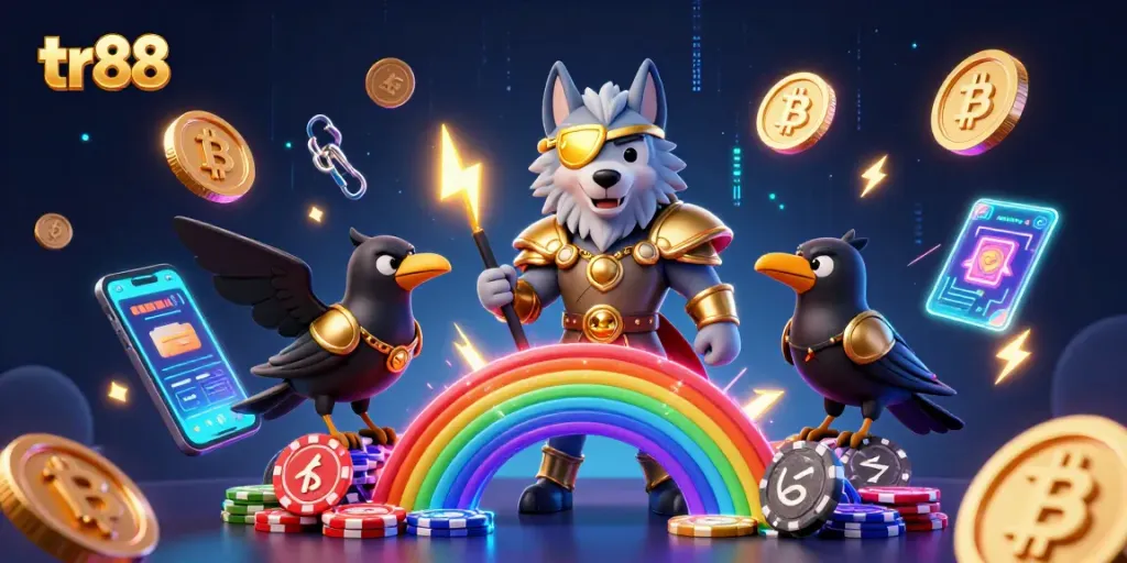 Experience tr88 casino adventures with a mythical twist in this vibrant 3D illustration.