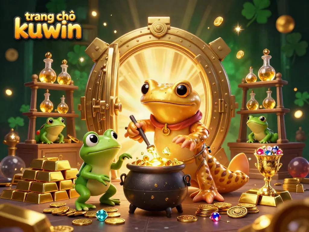 Experience the magic of trang chủ kuwin with golden alchemy in a vibrant casino scene.