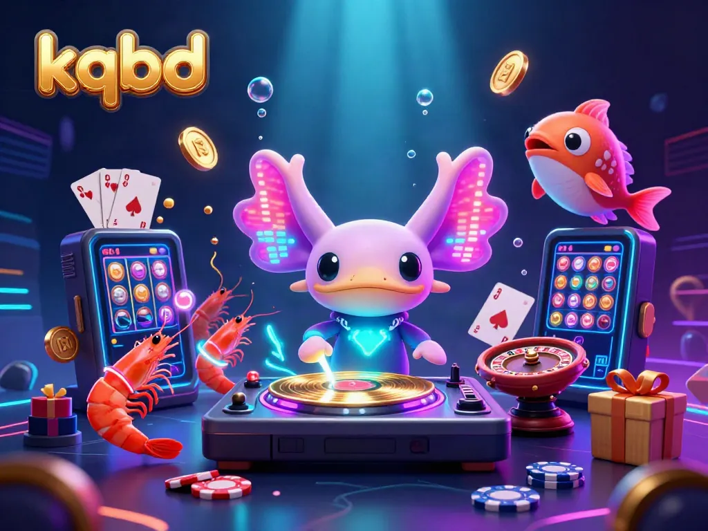 Experience the vibrant underwater DJ scene promoting kqbd with 3D characters and dynamic gambling elements.