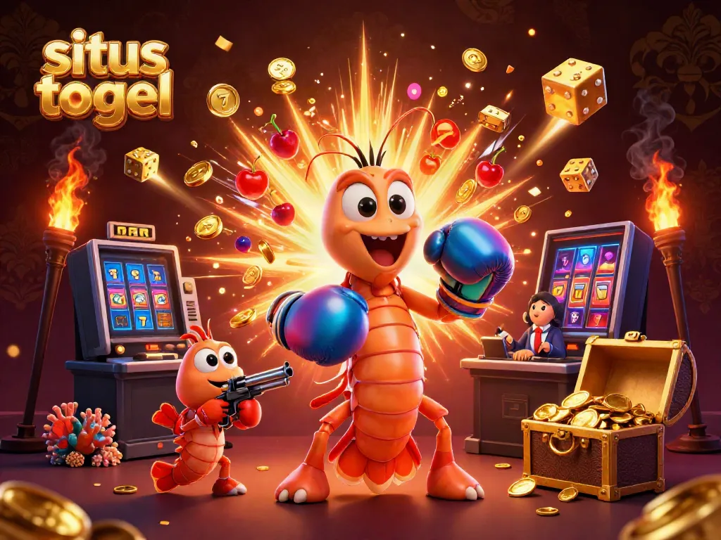 Experience situs togel excitement with colorful characters and explosive jackpot elements in a vibrant casino scene.