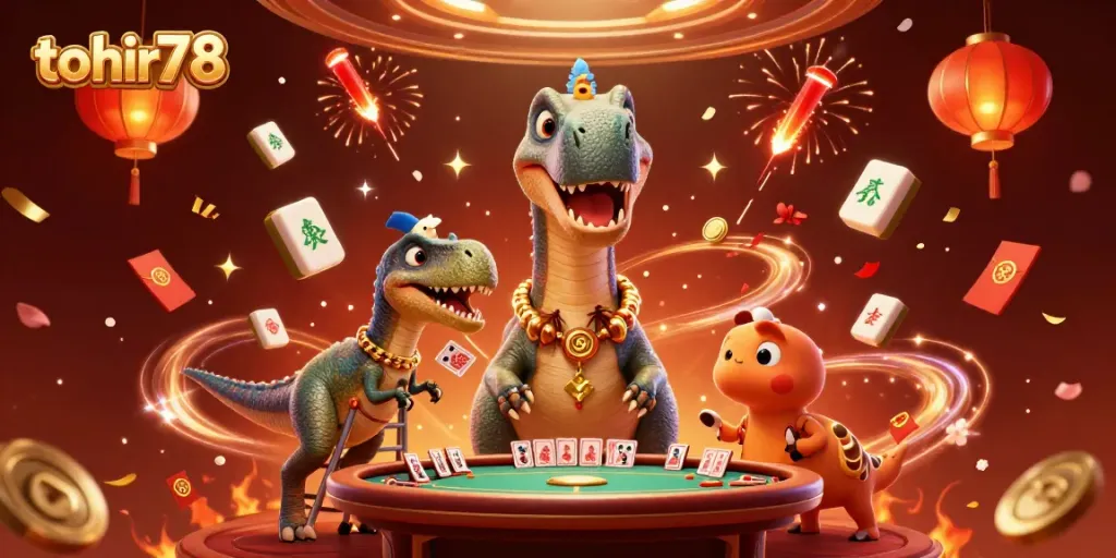 Experience the thrill of tohir78 in this vibrant casino scene with unique characters and festive elements.