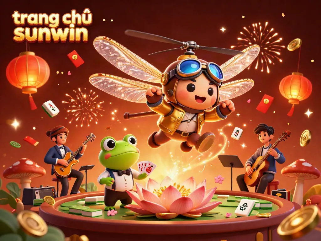 Experience the vibrant atmosphere of trang chủ sunwin with dynamic casino characters and festive elements.