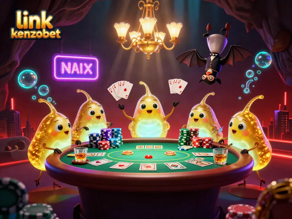 Experience thrilling wins with link kenzobet in an illuminated cave casino featuring vibrant glowworms.