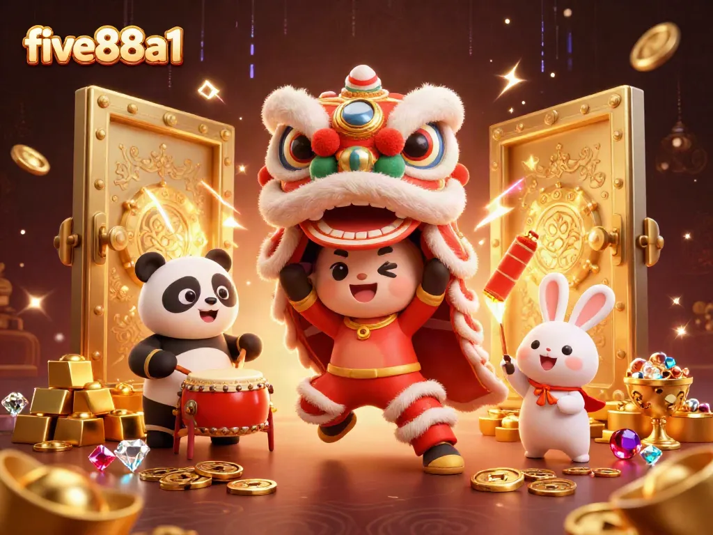 Experience the thrill at five88a1 with vibrant casino excitement featuring stunning 3D characters, dynamic decorations, and rich gaming elements.